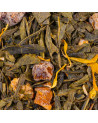 Tè verde Perla del Marocco foglie di tè verde pezzi di arancia e petali gialli