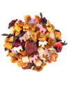 Tisana Polvere di Stelle con pezzi di frutta, ibisco e piccoli unicorni di zucchero rosa e bianchi