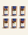 Contenu du Coffret de Noël : six sachets kraft de thés et infusions de fête