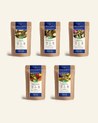 Contenu du Coffret Detox : cinq sachets kraft de thés verts et tisanes aux plantes