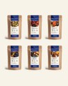 Contenu du Coffret Gourmand : six sachets kraft d’infusions gourmandes sans théine