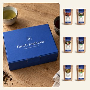 Thés & Traditions Discovery Set: the blue box and the teas it contains