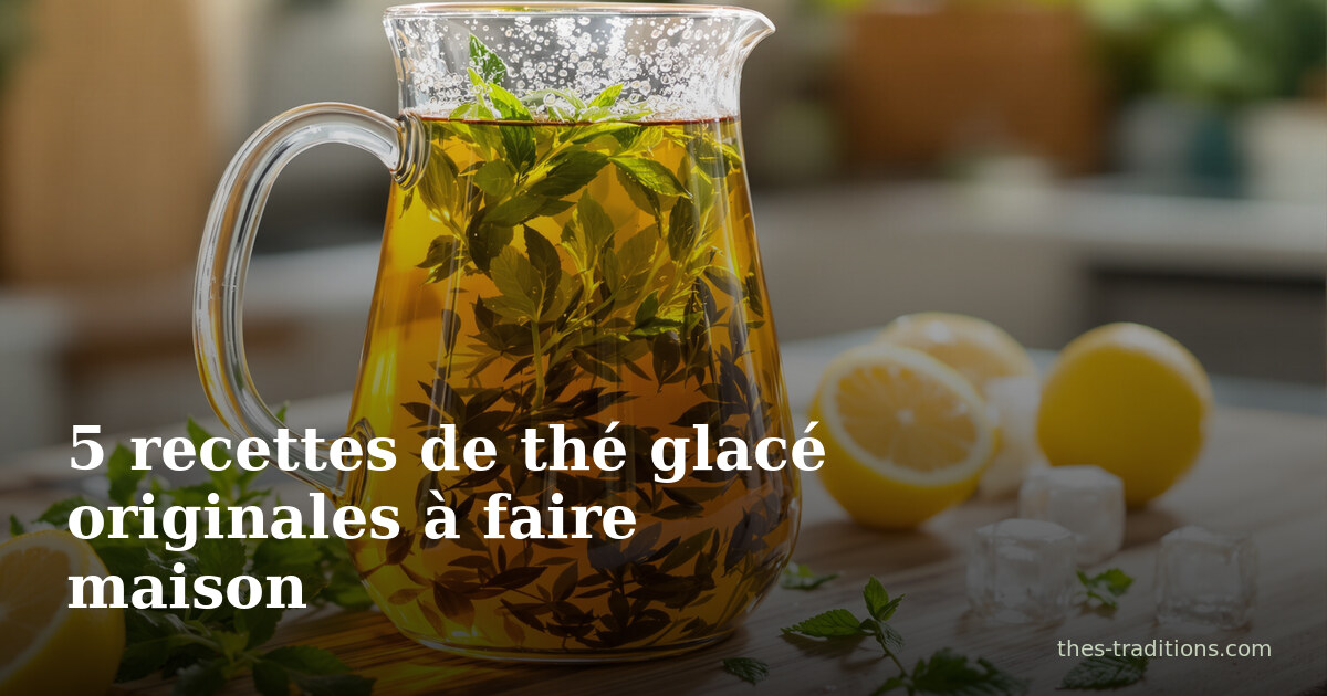 Thé vert cold brew à la pêche et au basilic frais