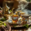 Le service à thé marocain pour servir un thé à la menthe